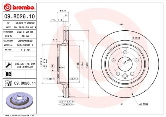 Bremžu diski BREMBO 09.B026.11 1