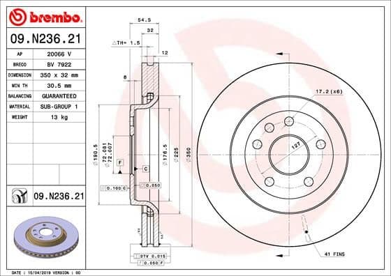 Bremžu diski BREMBO 09.N236.21 1