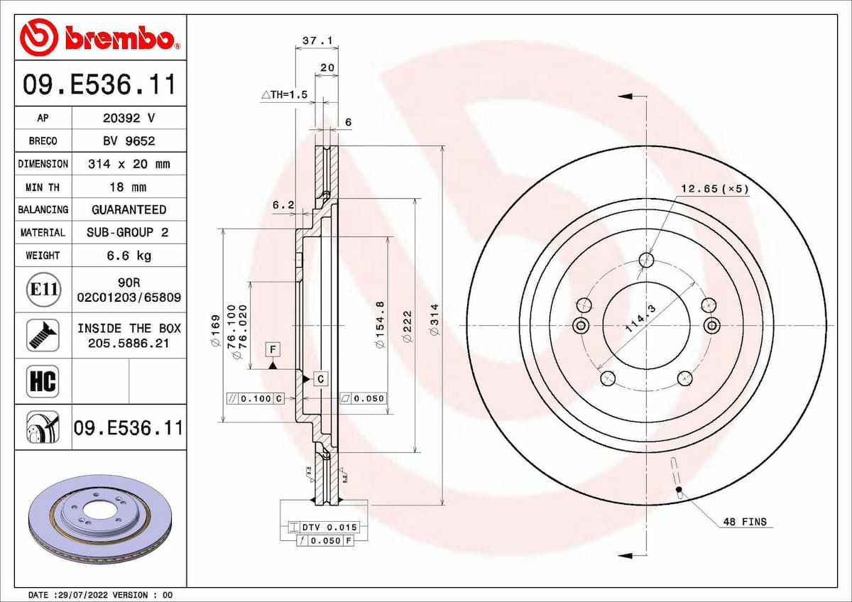 Bremžu diski BREMBO 09.E536.11 1