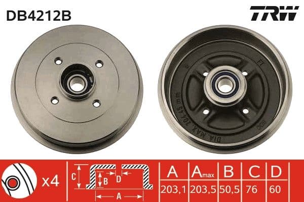 Bremžu trumulis TRW DB4212B 1