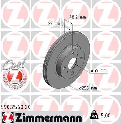 Bremžu diski ZIMMERMANN 590.2560.20 1