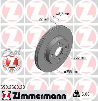 Bremžu diski ZIMMERMANN 590.2560.20 1