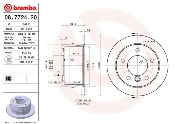 Bremžu diski BREMBO 08.7724.20 1