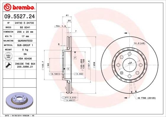 Bremžu diski BREMBO 09.5527.24 1