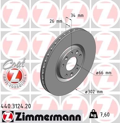 Bremžu diski ZIMMERMANN 440.3124.20 1