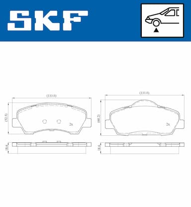 Bremžu uzliku kompl., Disku bremzes SKF VKBP 80154 6