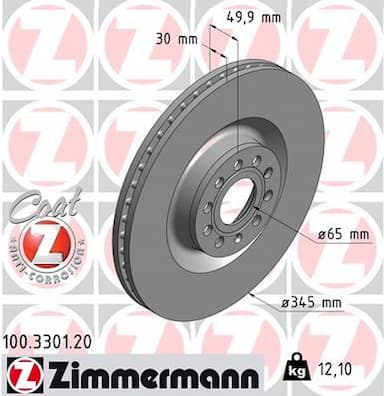 Bremžu diski ZIMMERMANN 100.3301.20 1