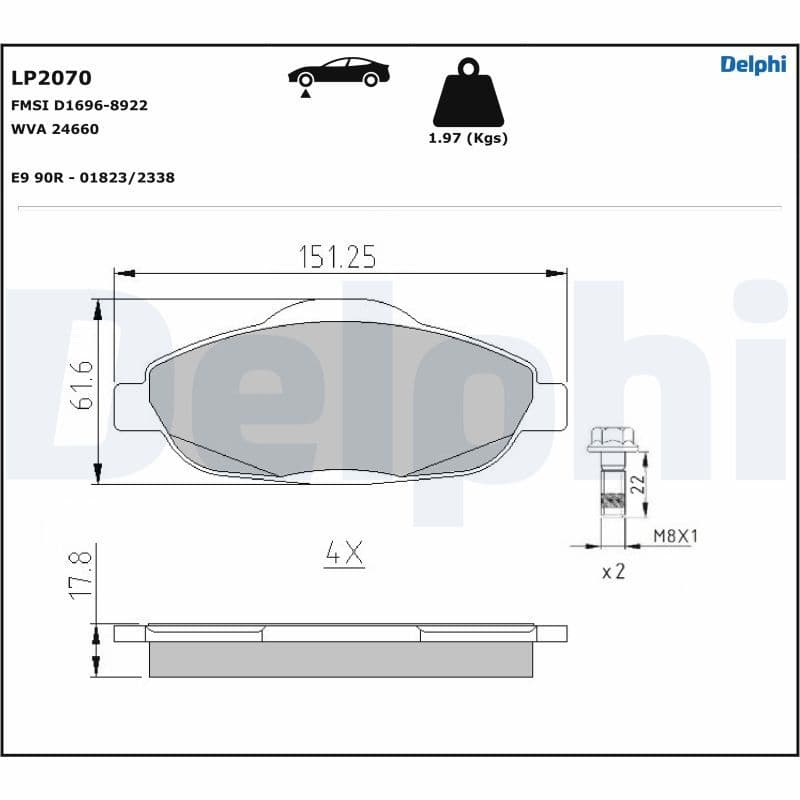 Bremžu uzliku kompl., Disku bremzes DELPHI LP2070 1