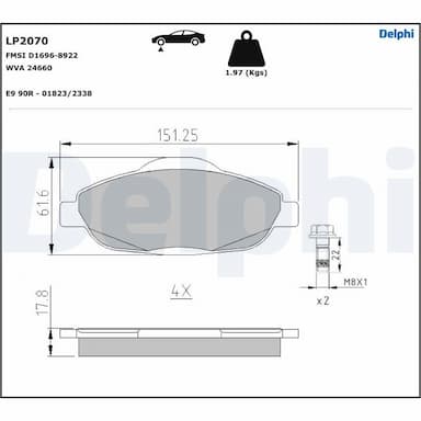 Bremžu uzliku kompl., Disku bremzes DELPHI LP2070 1