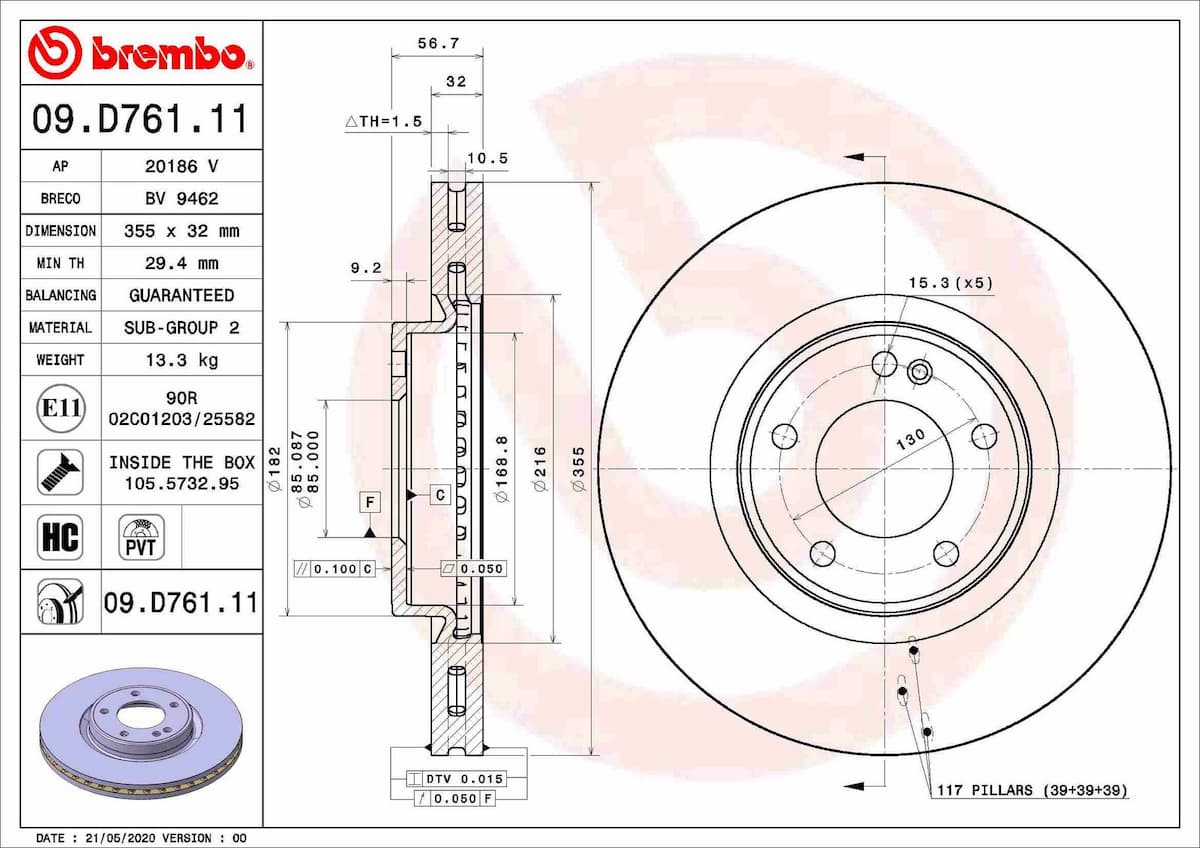 Bremžu diski BREMBO 09.D761.11 1