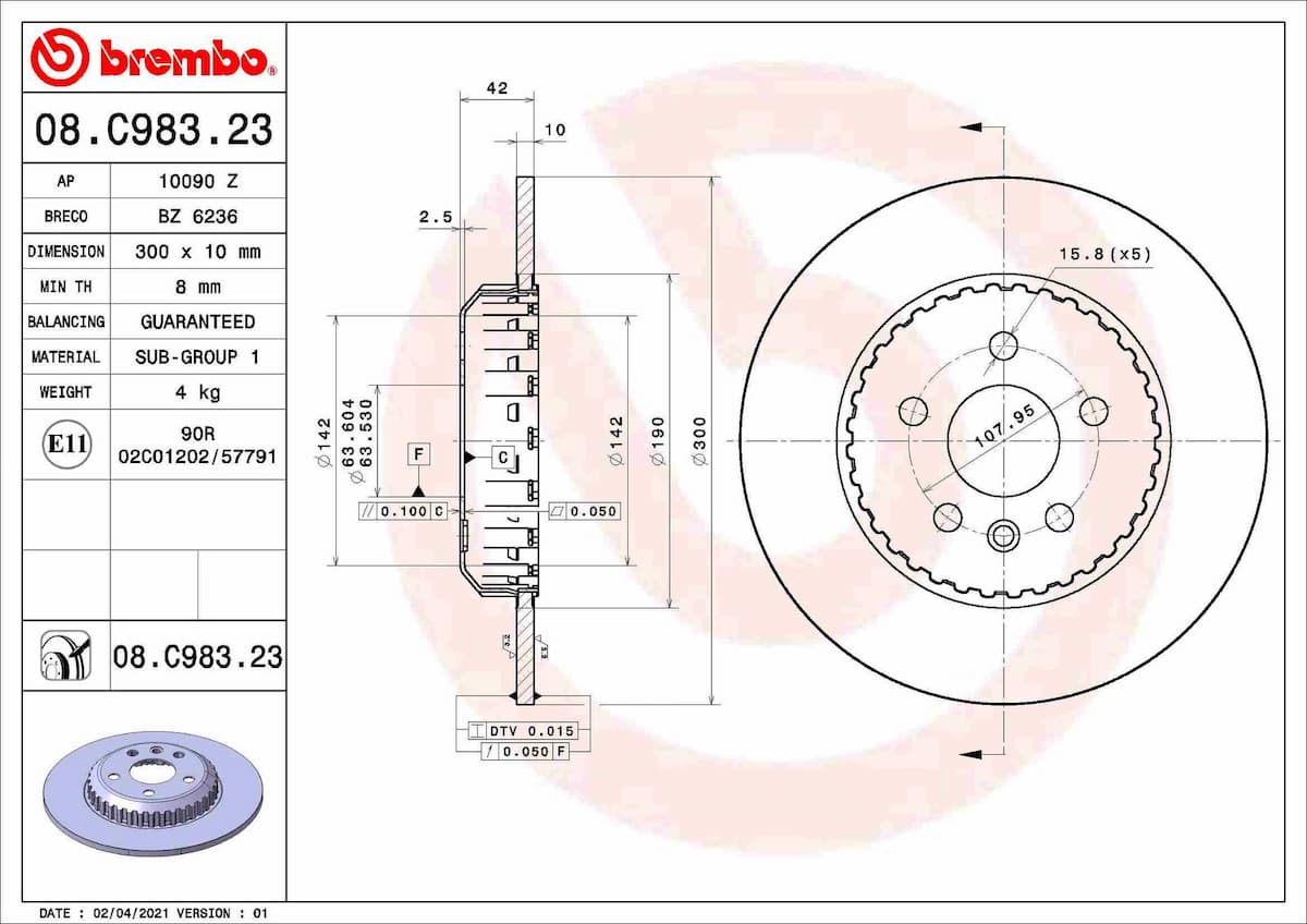 Bremžu diski BREMBO 08.C983.23 1