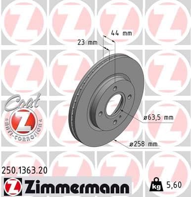 Bremžu diski ZIMMERMANN 250.1363.20 1