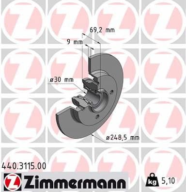 Bremžu diski ZIMMERMANN 440.3115.00 1