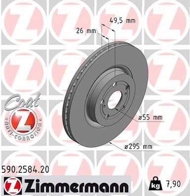 Bremžu diski ZIMMERMANN 590.2584.20 1