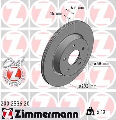 Bremžu diski ZIMMERMANN 200.2536.20 1