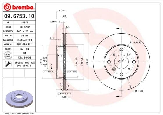 Bremžu diski BREMBO 09.6753.10 1