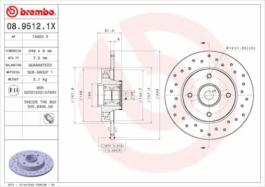 Bremžu diski BREMBO 08.9512.1X 1