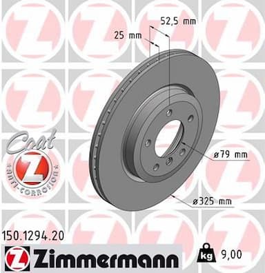 Bremžu diski ZIMMERMANN 150.1294.20 1