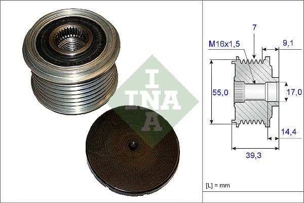 Ģeneratora brīvgaitas mehānisms INA 535 0142 10 1