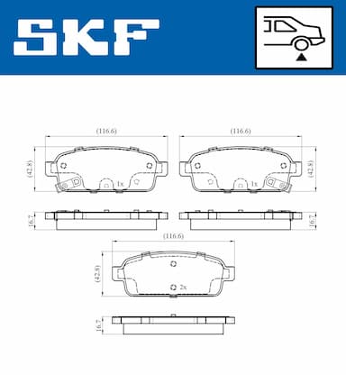 Bremžu uzliku kompl., Disku bremzes SKF VKBP 90033 A 2