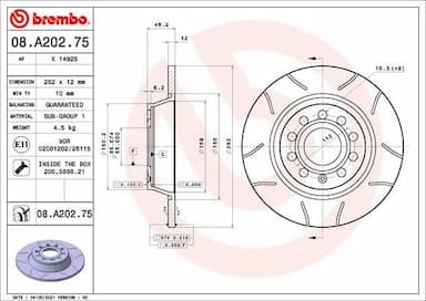 Bremžu diski BREMBO 08.A202.75 1