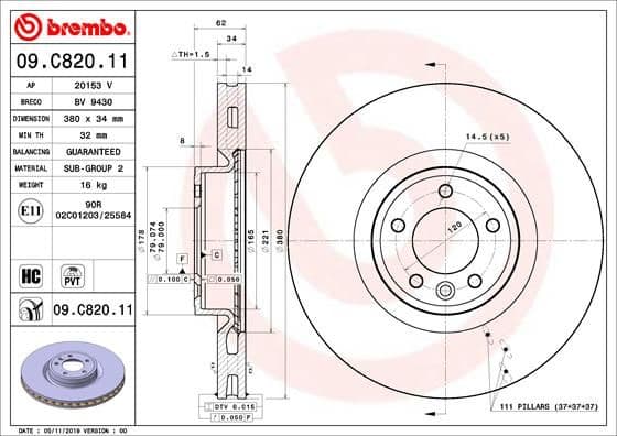 Bremžu diski BREMBO 09.C820.11 1