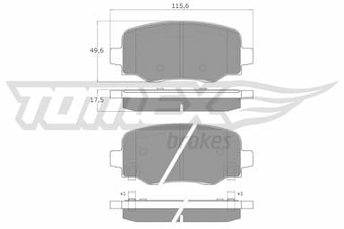 Bremžu uzliku kompl., Disku bremzes TOMEX Brakes TX 18-19 1