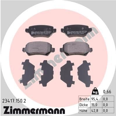 Bremžu uzliku kompl., Disku bremzes ZIMMERMANN 23417.150.2 1