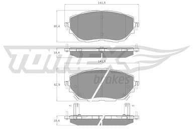 Bremžu uzliku kompl., Disku bremzes TOMEX Brakes TX 19-63 1