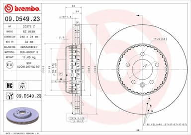 Bremžu diski BREMBO 09.D549.23 1