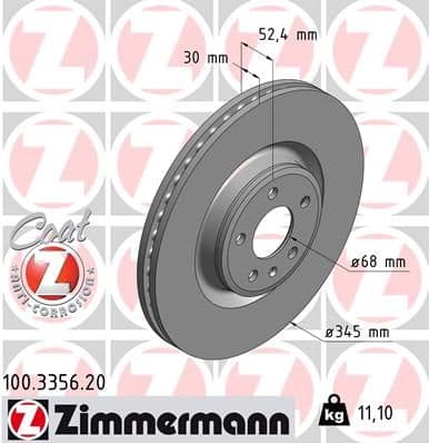 Bremžu diski ZIMMERMANN 100.3356.20 1