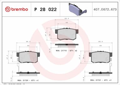 Bremžu uzliku kompl., Disku bremzes BREMBO P 28 022 1