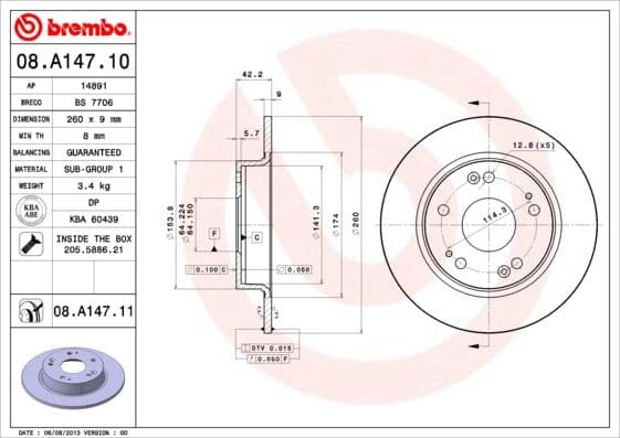 Bremžu diski BREMBO 08.A147.11 1