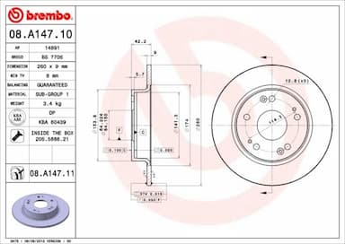 Bremžu diski BREMBO 08.A147.11 1