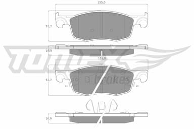 Bremžu uzliku kompl., Disku bremzes TOMEX Brakes TX 60-50 1