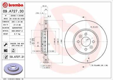 Bremžu diski BREMBO 09.A727.31 1