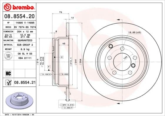 Bremžu diski BREMBO 08.8554.21 1