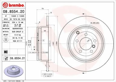 Bremžu diski BREMBO 08.8554.21 1