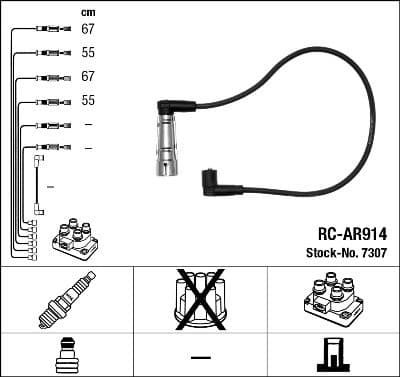 Augstsprieguma vadu komplekts NGK 7307 1