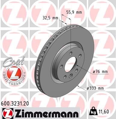 Bremžu diski ZIMMERMANN 600.3231.20 1