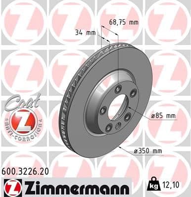 Bremžu diski ZIMMERMANN 600.3226.20 1