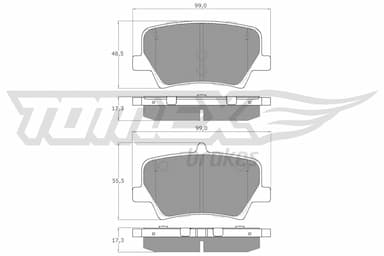 Bremžu uzliku kompl., Disku bremzes TOMEX Brakes TX 19-17 1