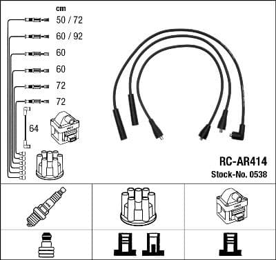 Augstsprieguma vadu komplekts NGK 0538 1