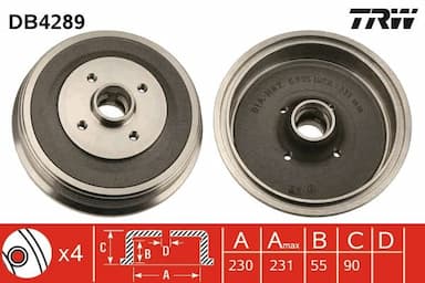 Bremžu trumulis TRW DB4289 1