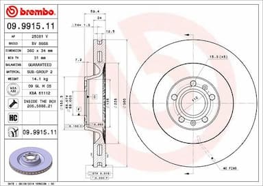 Bremžu diski BREMBO 09.9915.11 1