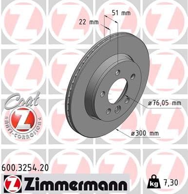 Bremžu diski ZIMMERMANN 600.3254.20 1