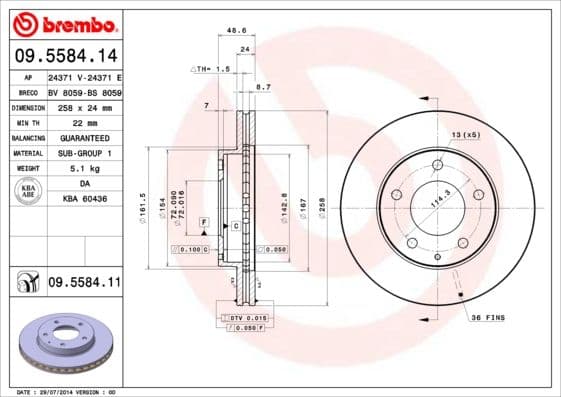 Bremžu diski BREMBO 09.5584.11 1