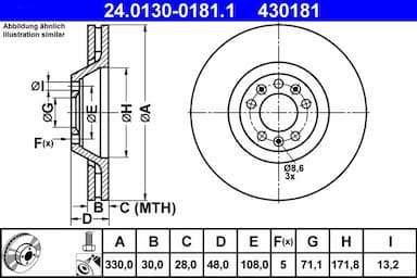 Bremžu diski ATE 24.0130-0181.1 1