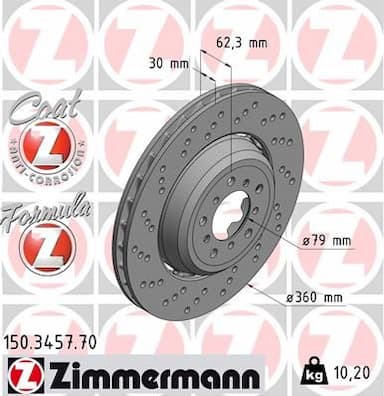 Bremžu diski ZIMMERMANN 150.3457.70 1