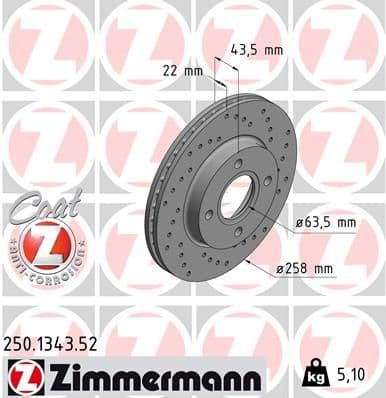 Bremžu diski ZIMMERMANN 250.1343.52 1